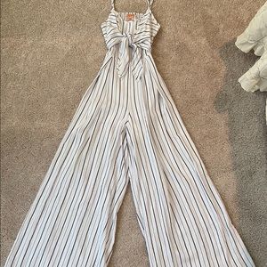 Black and white striped romper